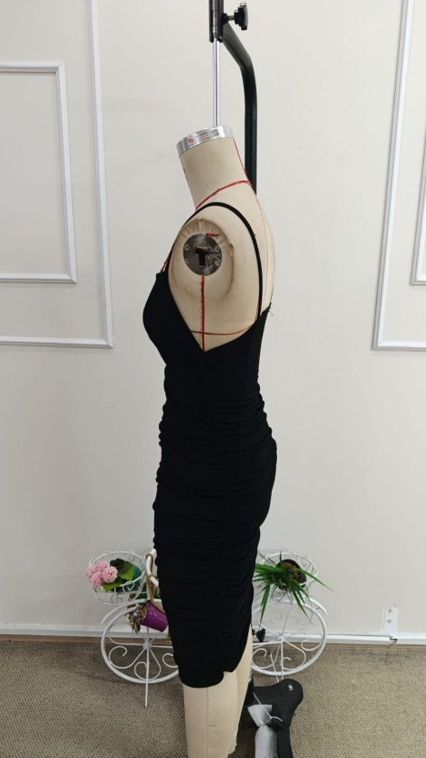 Rochie midi cu guler rotund și bretele pentru femei, culoare nisip, 34458