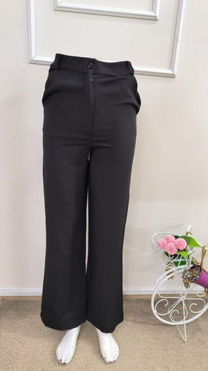Pantaloni de damă din satin, fără curea, cu talie înaltă, 34461