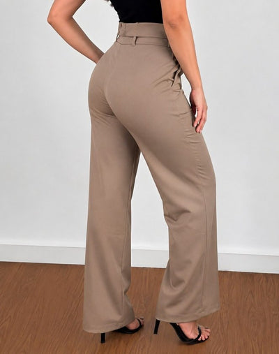 Pantaloni de damă din satin, fără curea, cu talie înaltă, 34462