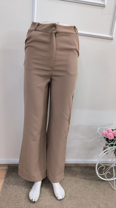 Pantaloni de damă din satin, fără curea, cu talie înaltă, 34462