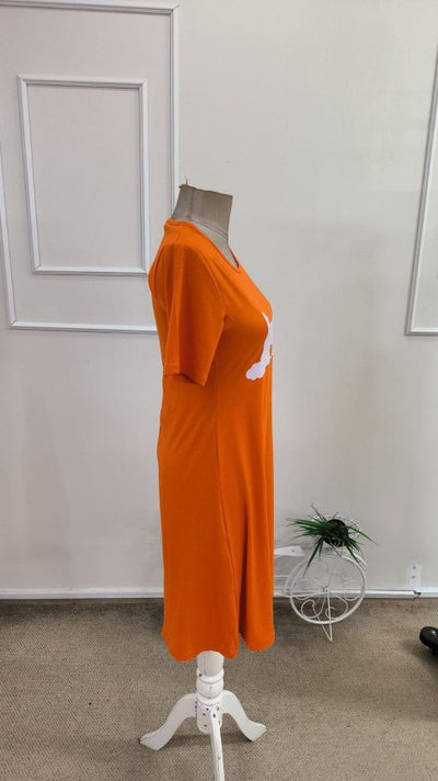 Rochie scurtă din viscoză cu imprimeu de pisici, cu mânecă scurtă și guler rotund pentru femei, 34517