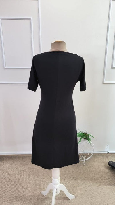 Rochie scurtă din viscoză cu imprimeu de pisici, cu mânecă scurtă și guler rotund pentru femei, 34518