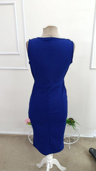 Rochie midi din crep importat, cu guler înfășurat și bretele pentru femei, 34521