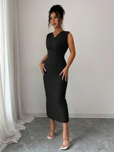 Rochie scurtă din crep importat, cu mânecă scurtă, guler mandarin și detalii florale, pentru femei, 34579