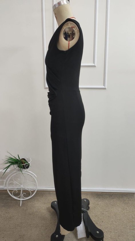 Rochie scurtă din crep importat, cu mânecă scurtă, guler mandarin și detalii florale, pentru femei, 34579
