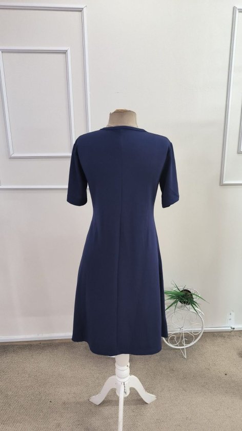 Rochie scurtă din modal pentru femei, cu mânecă scurtă, guler rotund și detaliu cu cataramă laterală, 34583