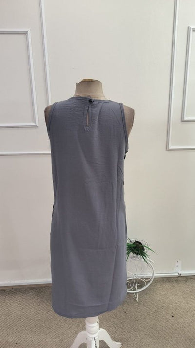 Rochie scurtă pentru femei, cu guler rotund și bretele, cu nasturi laterali, 34584