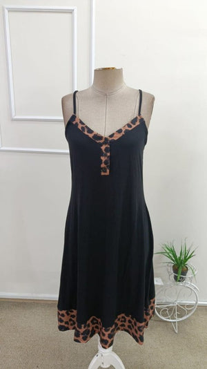 Rochie midi din viscoză cu imprimeu leopard și decolteu în V pentru femei, 34612