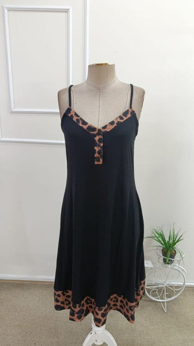 Rochie midi din viscoză cu imprimeu leopard și decolteu în V pentru femei, 34612