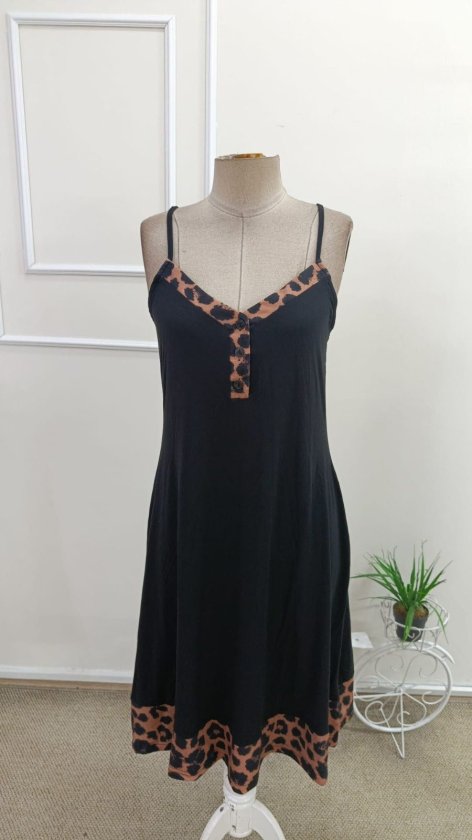 Rochie midi din viscoză cu imprimeu leopard și decolteu în V pentru femei, 34612