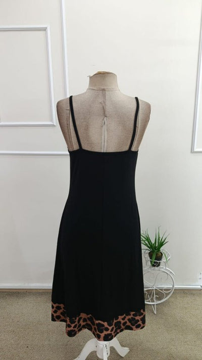 Rochie midi din viscoză cu imprimeu leopard și decolteu în V pentru femei, 34612