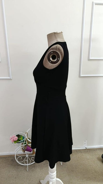 Rochie scurtă din crep strălucitor, cu guler înfășurat și bretele, pentru femei, 34619