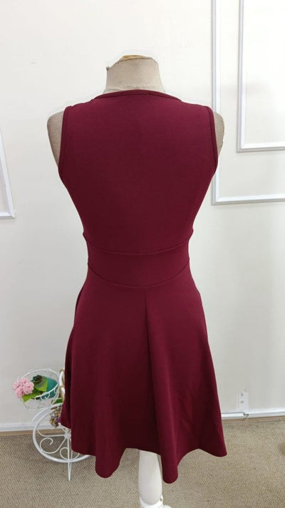 Rochie scurtă din crep strălucitor, cu guler înfășurat și bretele, pentru femei, 34620