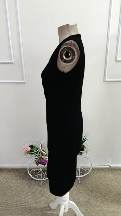 Rochie scurtă din crep importat, cu decolteu înfășurat și bretele, pentru femei, 34627