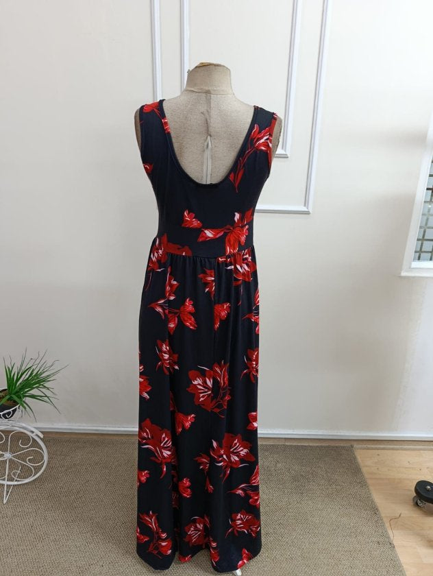 Rochie lungă Supreme pentru femei, cu decolteu înfășurat, croială largă, crăpături, 34639