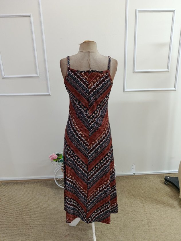 Rochie midi Supreme pentru femei, cu bretele, decolteu în V și imprimeu, 34708