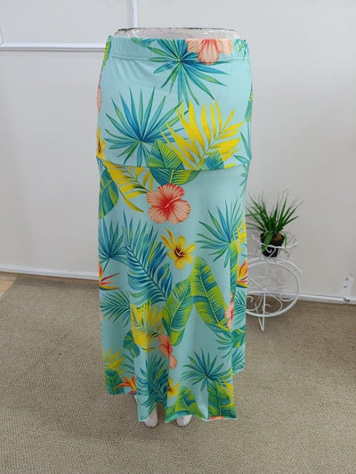 Fustă lungă Supreme pentru femei, cu talie înaltă, model floral, asimetrică, în față, 34726