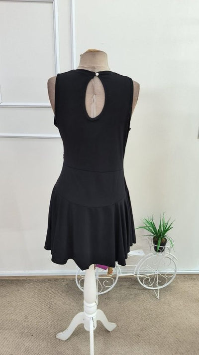 Rochie scurtă, fără mâneci, cu guler înalt, de culoare nisip, pentru femei, 34786