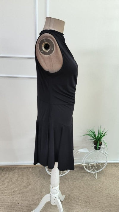 Rochie scurtă, fără mâneci, cu guler înalt, de culoare nisip, pentru femei, 34786