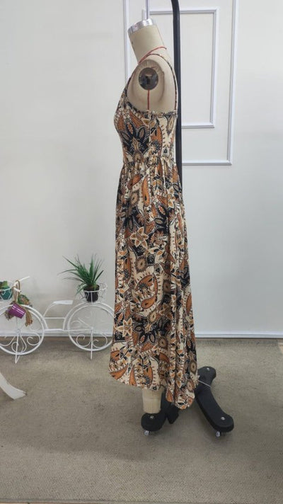 Women's Strappy V-Neck Asymmetrical Front Detail Midi Supima Dress, 34810