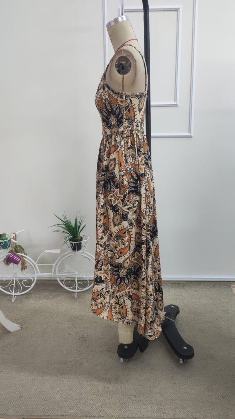 Women's Strappy V-Neck Asymmetrical Front Detail Midi Supima Dress, 34810
