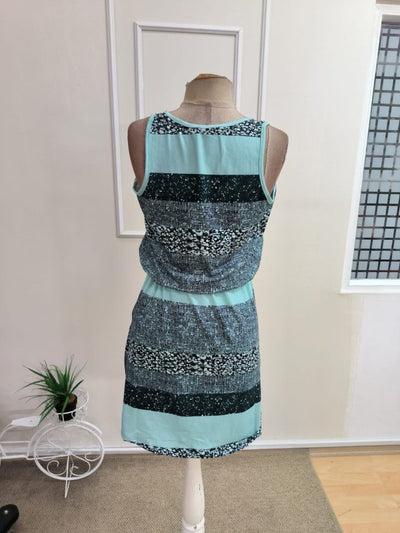 Rochie scurtă din bumbac, cu bretele, decolteu rotund, talie cu cordon și imprimeu floral, 35224