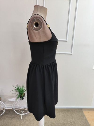 Rochie Scurtă din Crepon Janjan pentru Femei, Atârnată, Guler Inimă, Detalii Halter, 35073