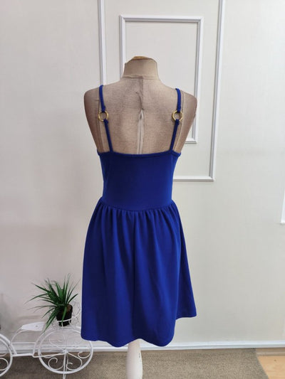 Rochie Scurtă din Crepon Janjan pentru Femei, Atârnată, Guler Inimă, Detalii Halter, 35075