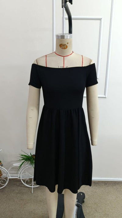 Rochie Scurtă din Crepon Janjan pentru Femei, Guler Madonna, Mâneci Scurte, 35114