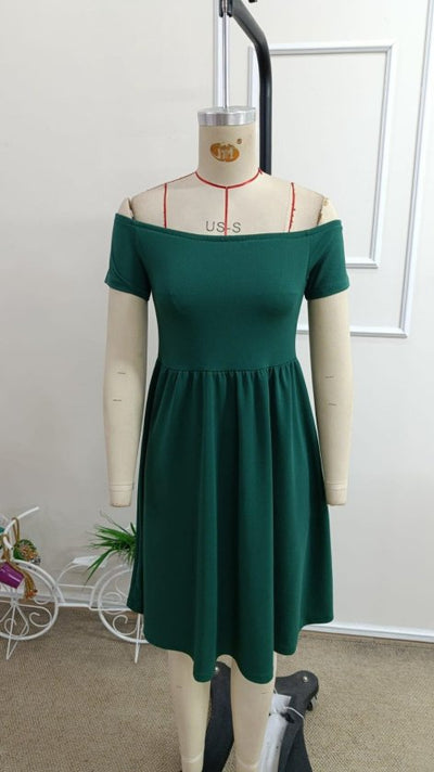 Rochie Scurtă din Crepon Janjan pentru Femei, Guler Madonna, Mâneci Scurte, 35115