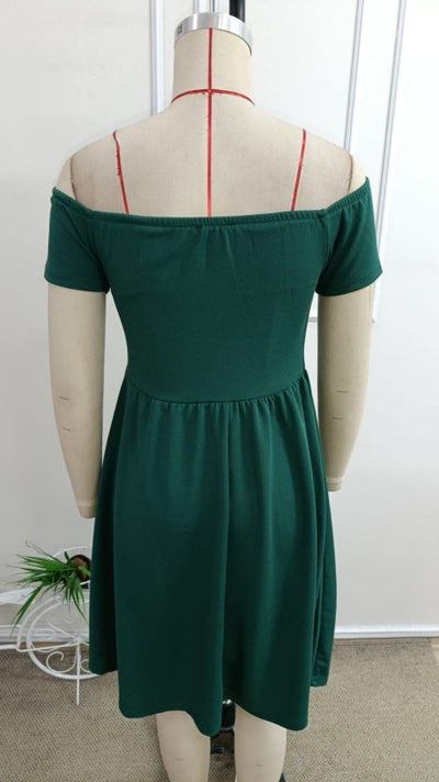 Rochie Scurtă din Crepon Janjan pentru Femei, Guler Madonna, Mâneci Scurte, 35115