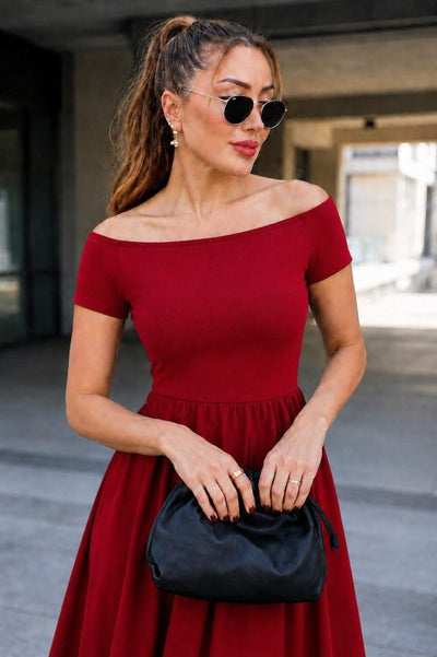 Rochie Damă Crep Janjan Scurtă cu Mânecă Scurtă, Guler Madonna, 38148