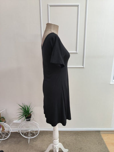 Rochie Scurtă din Viscon pentru Femei, Mânecă Lungă Unilaterală, Cealaltă Atârnată, Guler Rotund, 35136