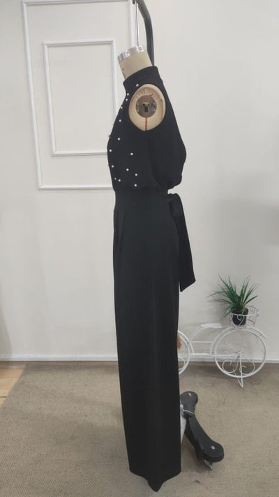 Kadın Balıkçı Yaka Kolsuz Incili Beli Kuşaklı Uzun Janjan Tulum, 35235
