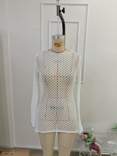 Rochie de plajă Pareo tricot cu decolteu din spate pentru femei, 37294