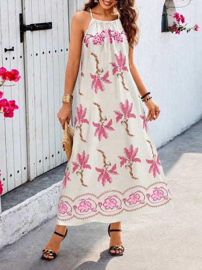 Rochie Lungă din Suprem pentru Femei, Atârnată, Guler Drept, Model Floral, 35314