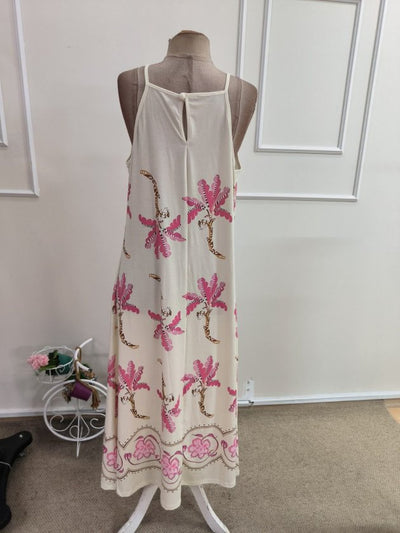 Rochie Lungă din Suprem pentru Femei, Atârnată, Guler Drept, Model Floral, 35314
