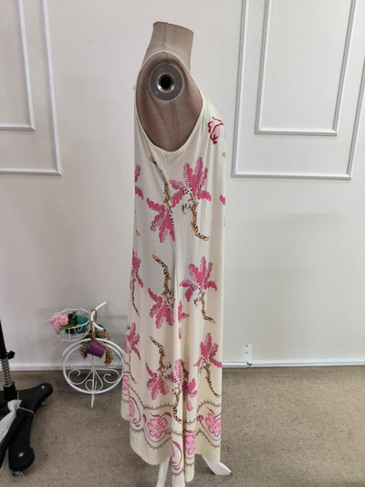 Rochie Lungă din Suprem pentru Femei, Atârnată, Guler Drept, Model Floral, 35314