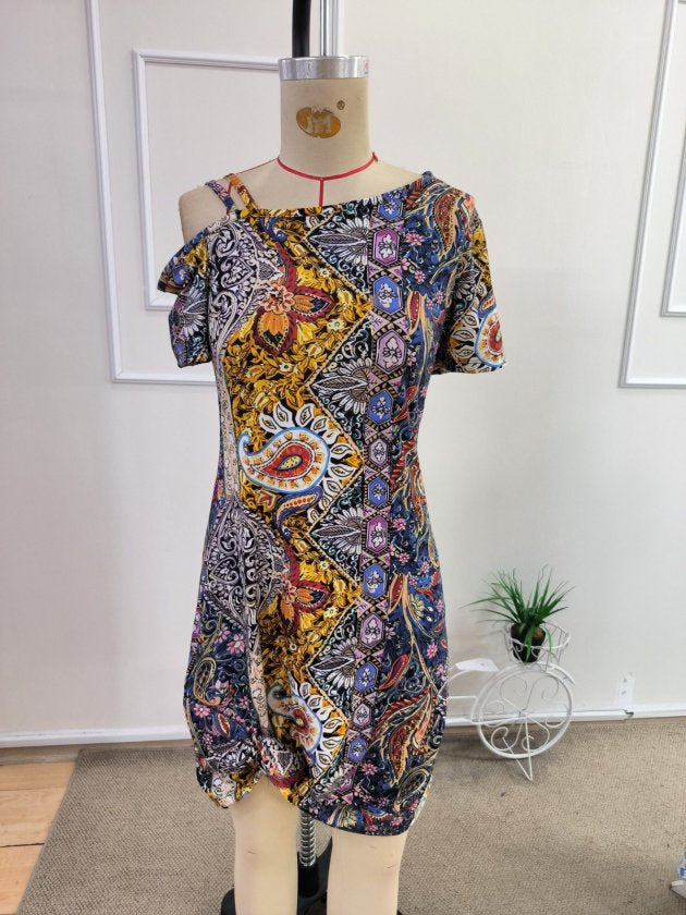 Rochie supreme scurta pentru femei cu bretele pe umeri si model desenat, 35416