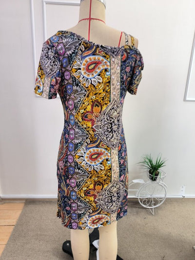Rochie supreme scurta pentru femei cu bretele pe umeri si model desenat, 35416