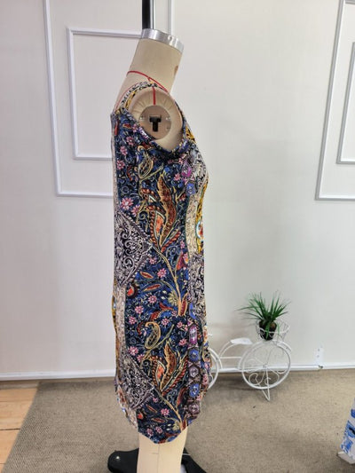 Rochie supreme scurta pentru femei cu bretele pe umeri si model desenat, 35416