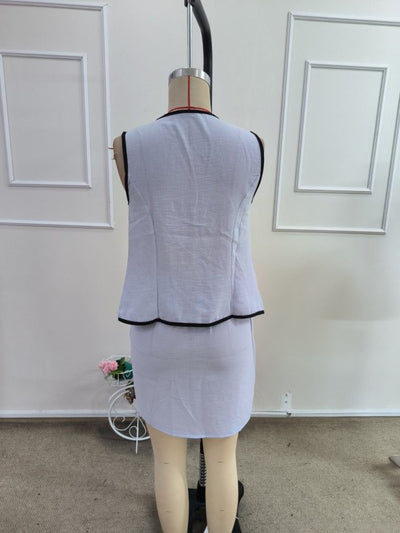 Costum pentru femei din 2 piese - bluz cu bretele, snur in fata si fusta, 35439