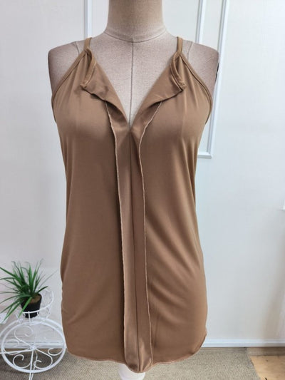Kadın Ip Askılı önden Açılır Yaka Detaylı Sandy Bluz, 35451