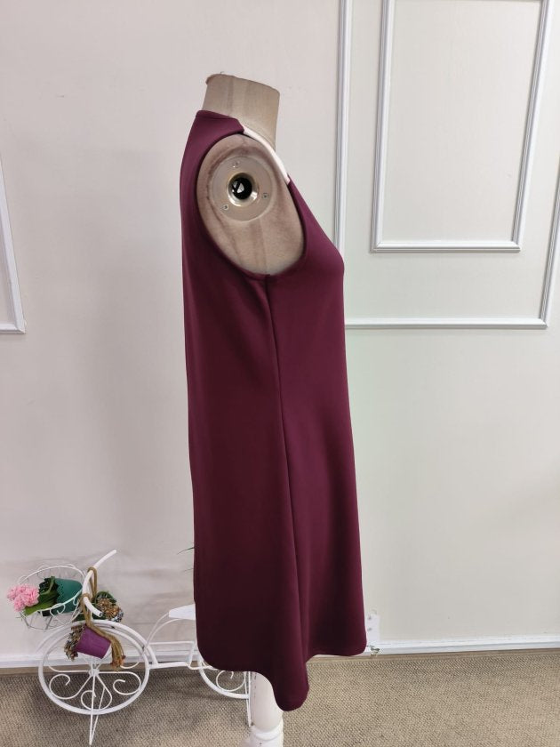Rochie de damă scurtă, din vâscoză din două fire, cu bretele, decolteu în V și două culori, 35487