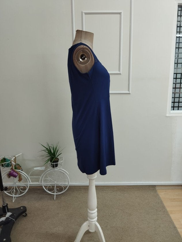 Rochie scurtă de damă din viscoză, cu bretele, guler rotund și dantelă, 35499