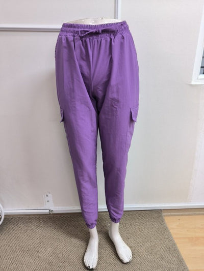 Pantaloni de damă tip parașută, cu talie înaltă, șiret, buzunare și manșete elastice, 35716