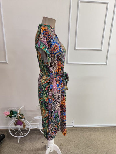 Rochie Midi de damă din Supren, cu Mânecă Scurtă, Decolteu în V și Cordon în Talie, 35603