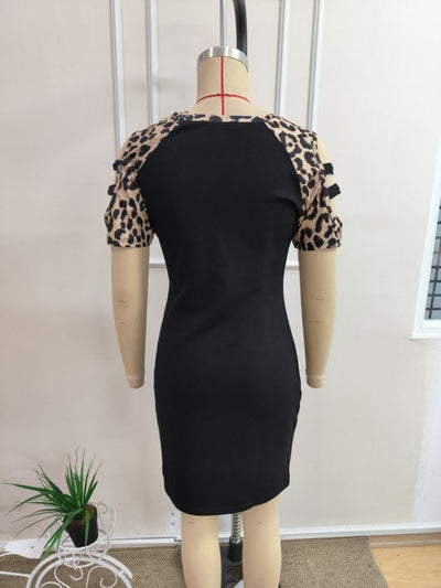 Rochie modal scurta pentru femei cu maneca scurta, guler rotund, snur decorativ pe umeri, 35729