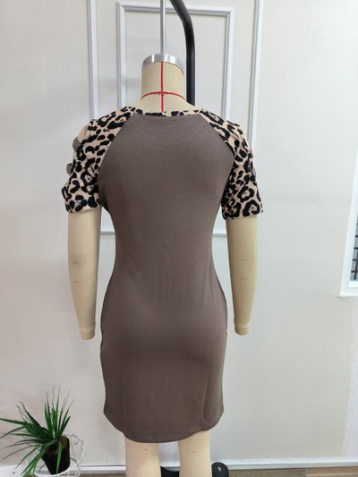 Rochie modal scurta pentru femei cu maneca scurta, guler rotund, snur decorativ pe umeri, 35730