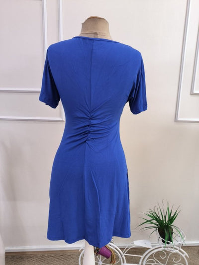 Rochie scurtă de damă, cu mânecă scurtă, cu decolteu petrecut, asimetrică în față, din viscoză, 35756